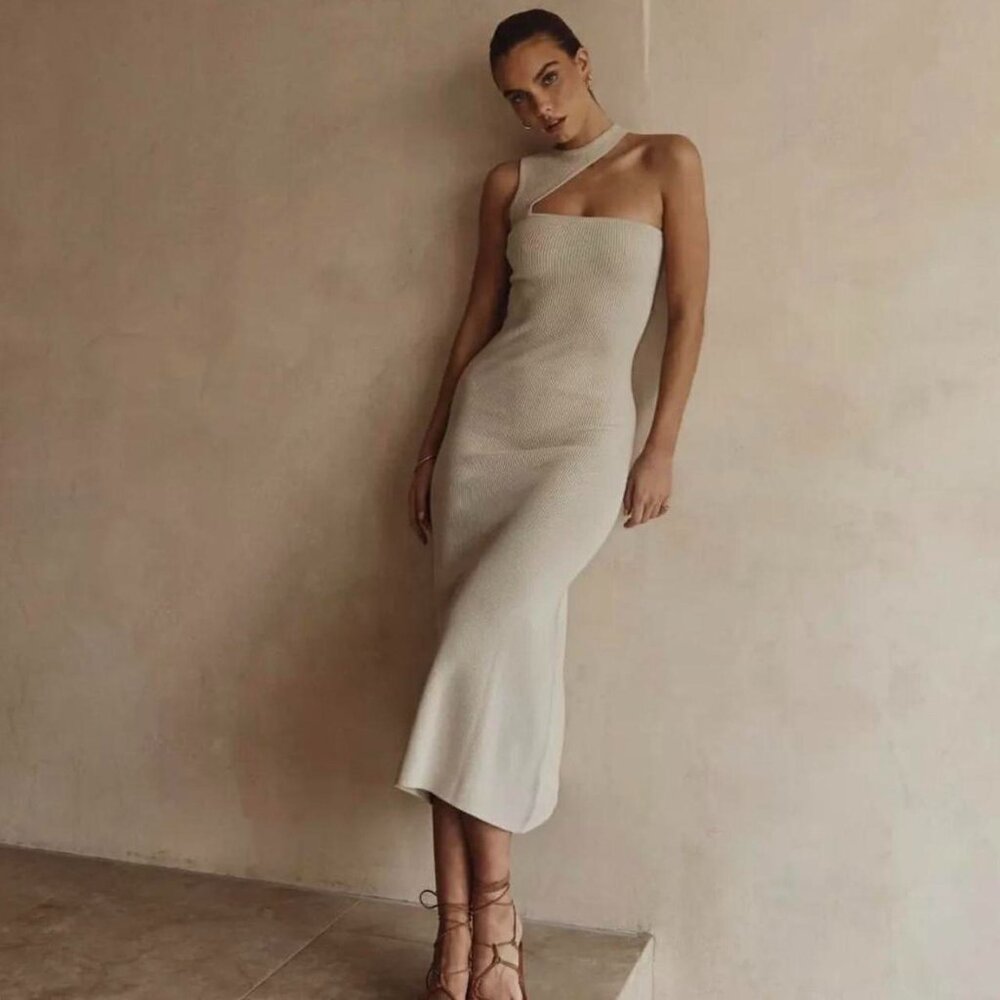 ADALYN STONE ASYM MIDI DRESS